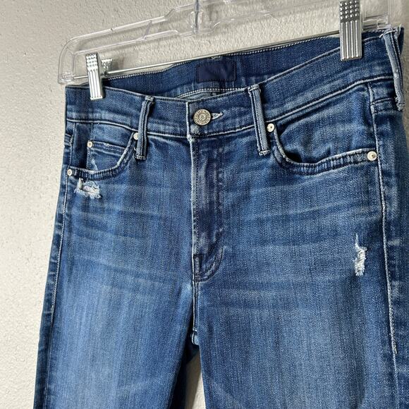 MOTHER The Rascal Ankle Step Fray Jeans Women’s 26 Dark Graffiti Raw Hem - Picture 5 of 15